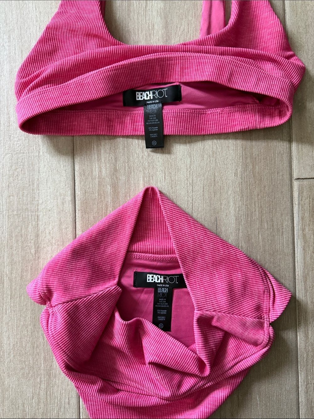 Beach Riot Pink Ribbed High-Waist Bikini Set - Picture 2 of 3